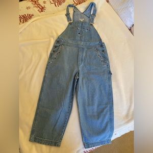 Christopher & Banks Embroidered cropped overalls